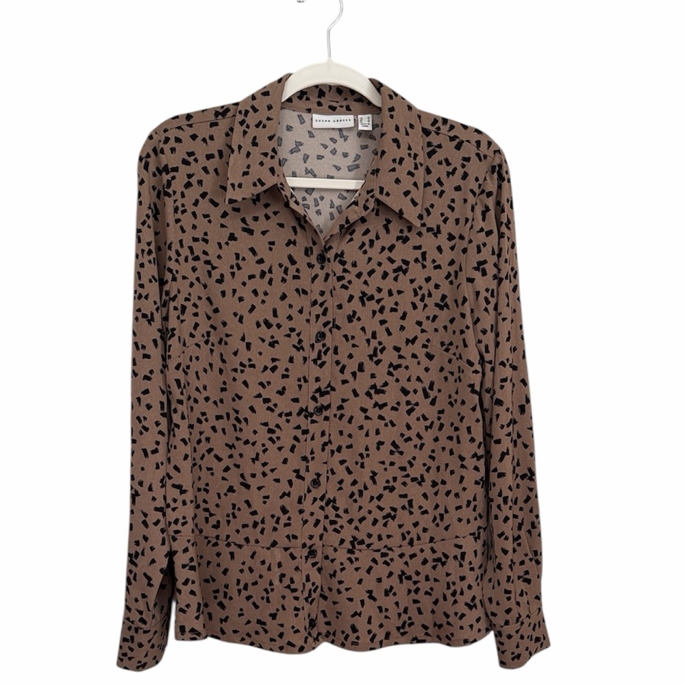 Susan Graver Print Blouse Long Sleeve Size Small